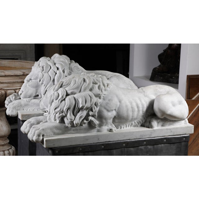 Danilo Cervietti after Canova, Lions, Late 20th Century, Marble, Set of 2 For Sale - Image 4 of 13