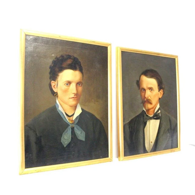Pair Of Oil Portraits from The 19th Century Italy XIX Eme Pair of oil portraits from 1879 signed: Armani. Italy 19th...