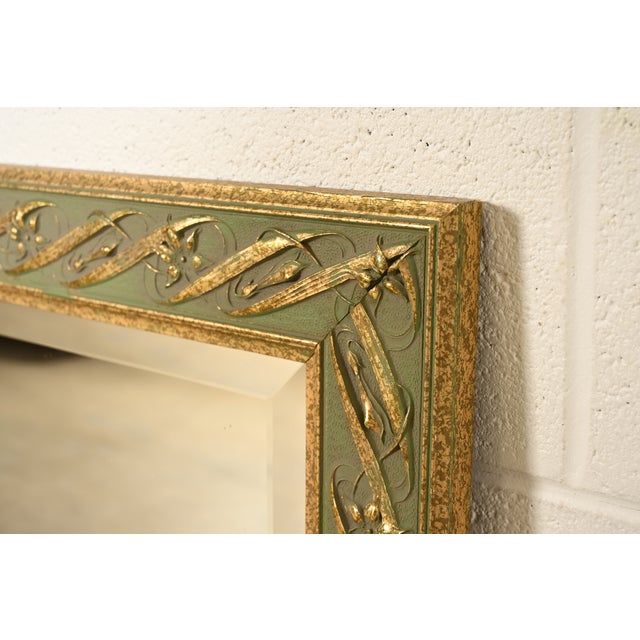 John Widdicomb Style Italian Regency Louis XVI Carved Painted and Gold Gilt Wall Mirror For Sale In South Bend - Image 6 of 12