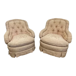 Late 20th Century Baker Furniture Slipper Chairs - a Pair