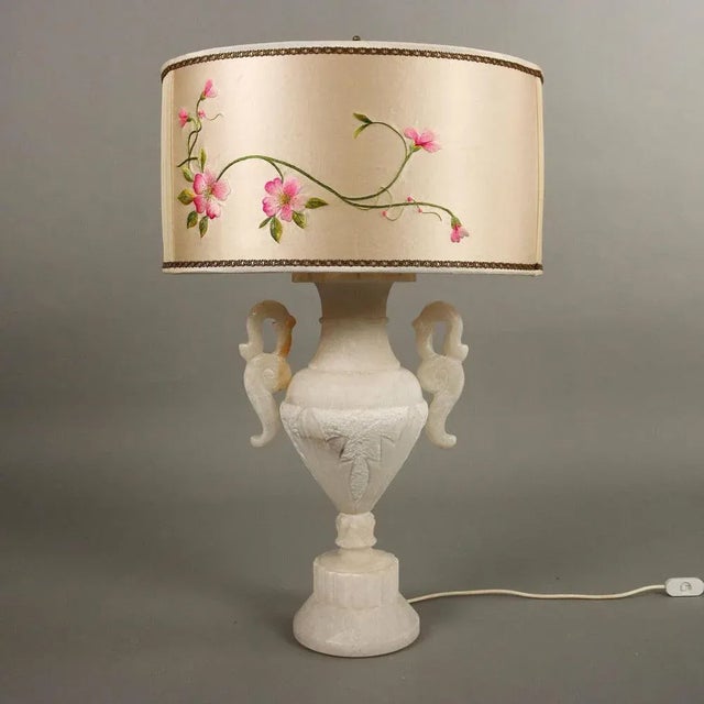 White Vintage Alabaster Table Lamp For Sale - Image 8 of 10