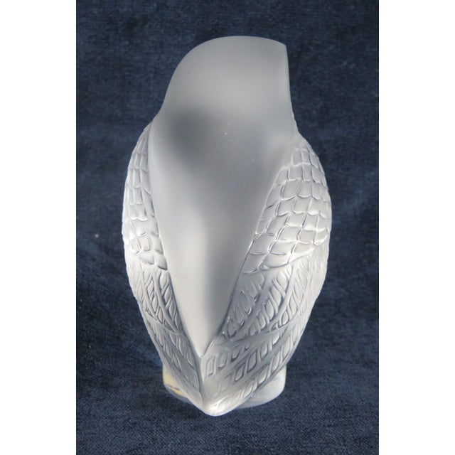 Lalique France Chouette Owl Figurine Frosted and Clear Crystal Paperweight 5198b For Sale - Image 14 of 16