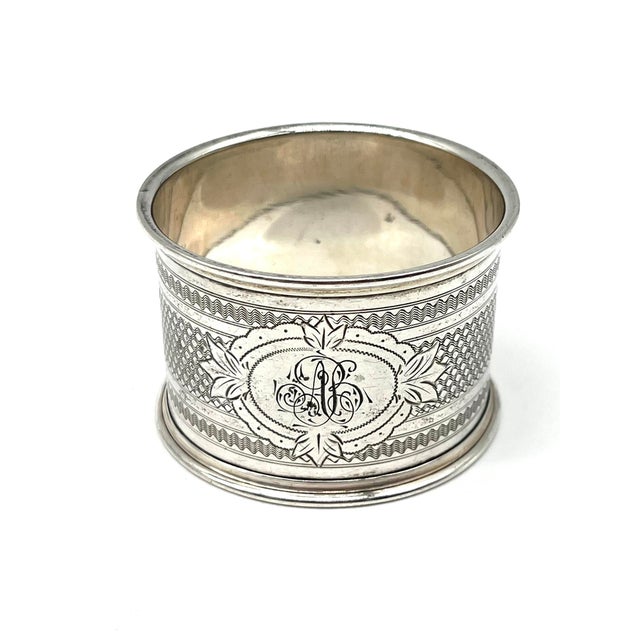 Antique 19th Century 800 Silver Monogram Napkin Ring, Germany, 1890s For Sale - Image 3 of 10