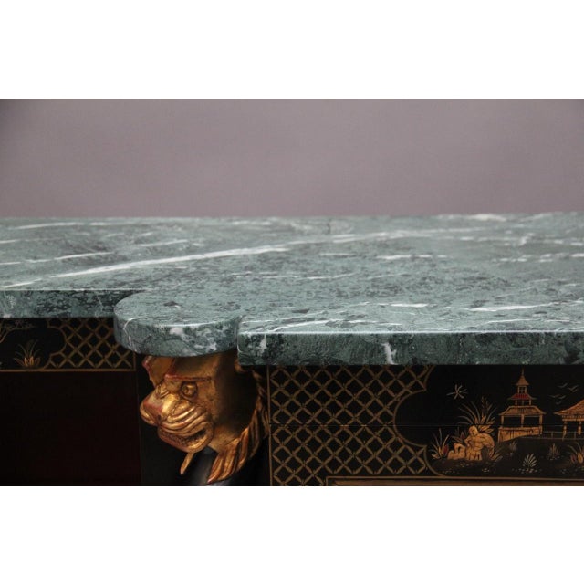 Black Vintage Chinoiserie Cabinet with Marble Top, 1920 For Sale - Image 8 of 18