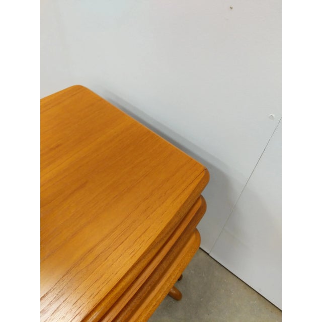 Brown 1960s Set of Vintage Mid Century Modern Teak Nesting Tables For Sale - Image 8 of 9