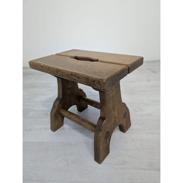Wood Small Rustic Wood Stool, 1965 For Sale - Image 7 of 12