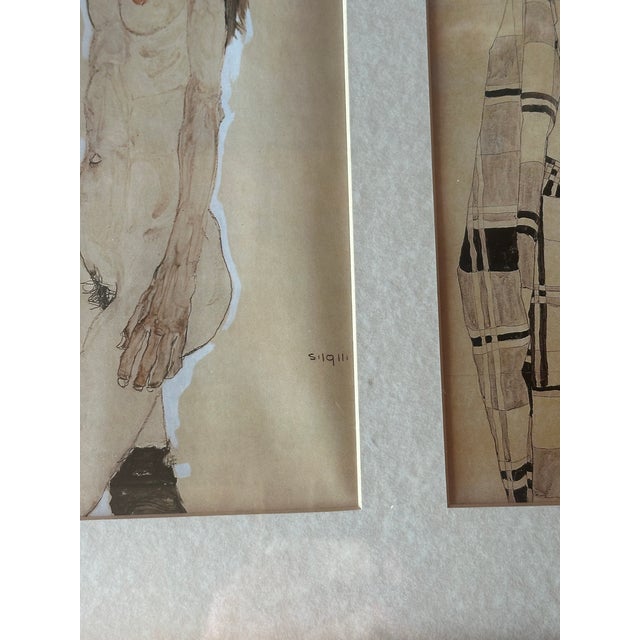 Black Egon Schiele Modern Expressionist Nude Triptych For Sale - Image 8 of 9