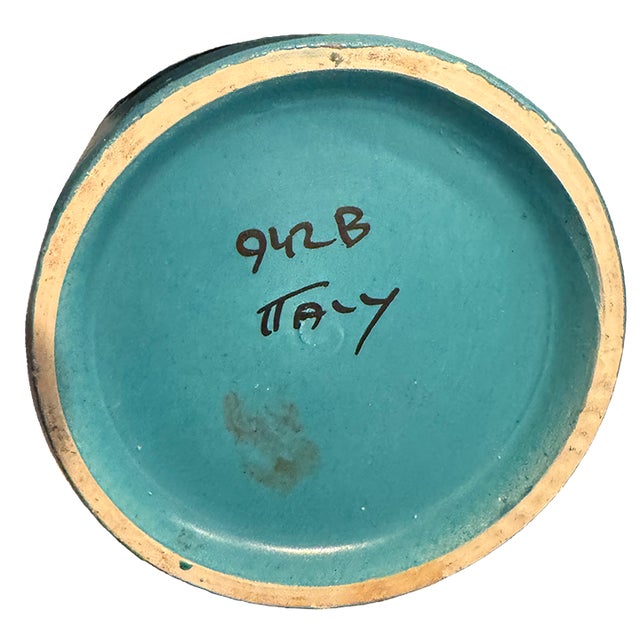 Turquoise Mid 20th Century Italian Bitossi Vetrata Glaze Vases; Matched Pair, Models 941b and 942b For Sale - Image 8 of 17