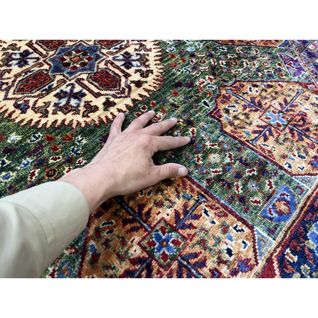 Green Mamluk Natural Dye Wool Rug, 5'2" X 6'11" For Sale - Image 11 of 15