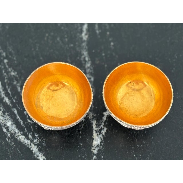 Vintage English Georgian Style Silver Plated Decorative Petite Bowls / Rose Bowls / Open Salts by Corbell & Co For Sale - Image 10 of 12