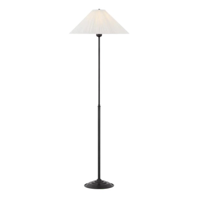 Amber Lewis by Visual Comfort Signature Soren 53" Floor Lamp in Bronze with Silk Pleated Shade For Sale