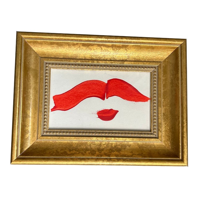 Contemporary Original Abstract “Flying Red Lips” Painting For Sale