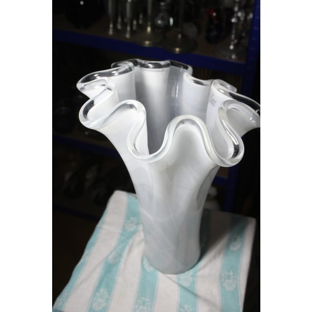Mid-20th Century White Murano Glass Art Vase For Sale - Image 6 of 6
