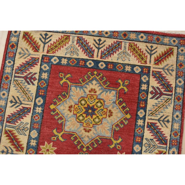 Kazak Runner 2’10” X 9’9” Red Wool Tribal Hand-Knotted Oriental Rug For Sale In Philadelphia - Image 6 of 13