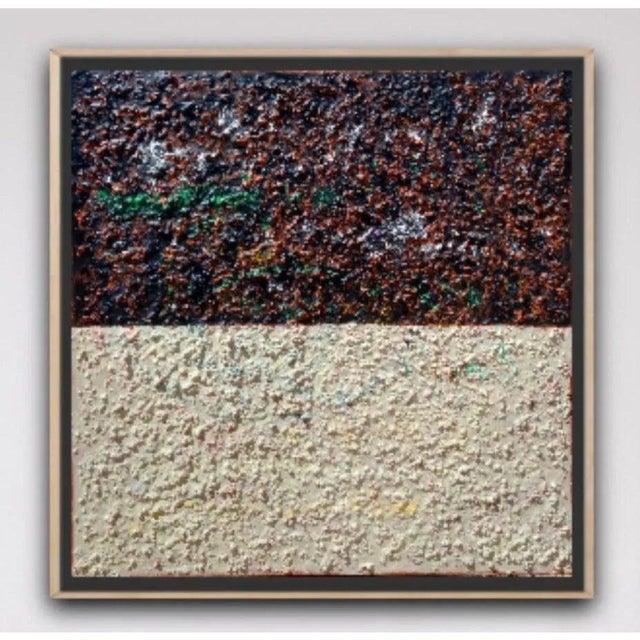 Contemporary 35.4" X 35.4" Contemporary Neutral Palette Minimalist Square Textured White / Cream and Black Painting by Diane Grant - Unique Piece / Earth Tones For Sale - Image 3 of 7