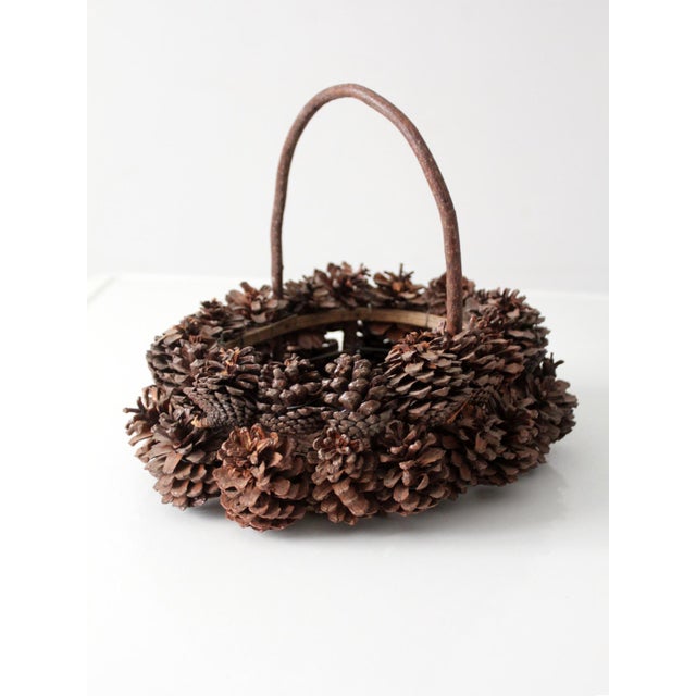 Vintage Handmade Pinecone Basket For Sale - Image 9 of 15