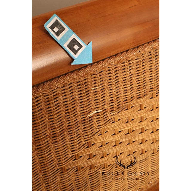Lexington Cherry And Wicker Queen Sleigh Bed For Sale - Image 11 of 18