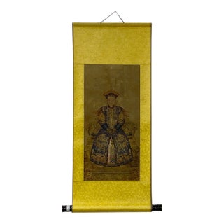 Chinese Qing Emperor Queen Portrait Scroll Painting Wall Art For Sale