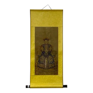 Chinese Qing Emperor Queen Portrait Scroll Painting Wall Art