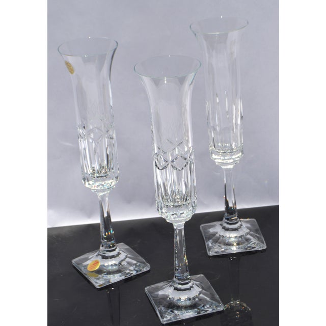 Transparent Vintage Cristallerie Zwiesel Crystal Etched Flutes Champagne Glasses - Set 3 For Sale - Image 8 of 9