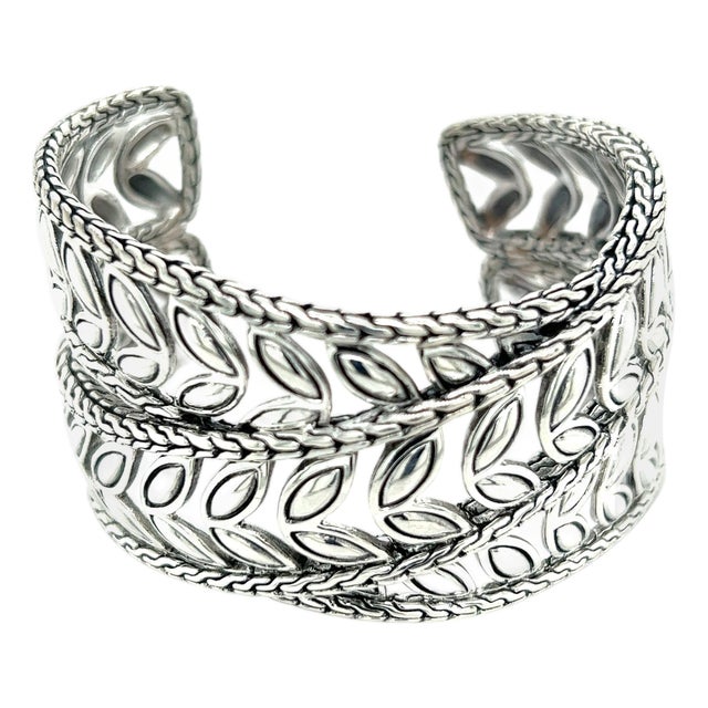 1990s John Hardy Estate Cuff Bangle 7.5" Sterling Silver For Sale