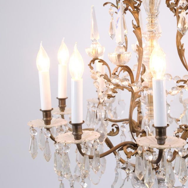 Antique Crystal Chandelier in Gilt Bronze with Louvre Style Decorations, 1920s For Sale - Image 6 of 14