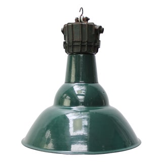 Vintage French Industrial Green Cast Pendant Lamp from Sammode For Sale