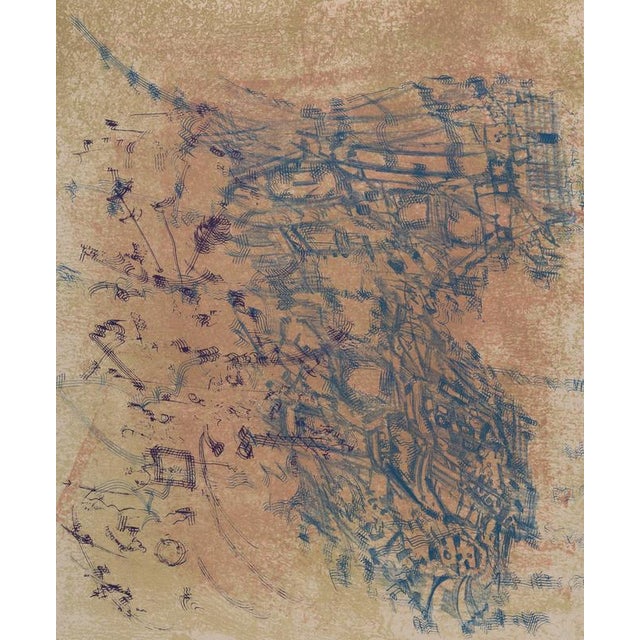 Modern Camille Bryen, Blue Composition, Lithograph For Sale - Image 3 of 6