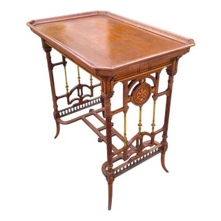 Antique Aesthetic Movement Walnut and Gilt Side Table, 1885 For Sale