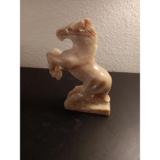 Italian Vintage Carved Variegated Solid Onyx Gallop Horse Sculpture For Sale - Image 3 of 6