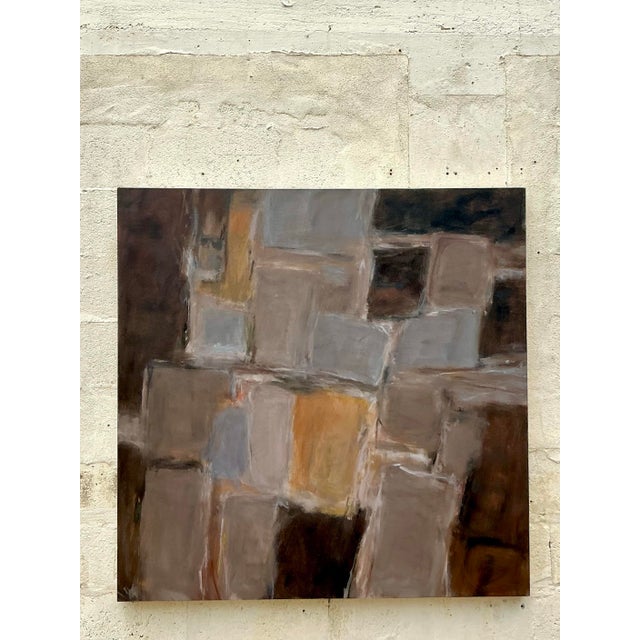 Vintage Boho Monumental Original Geometric Abstract Oil Painting on Canvas For Sale In West Palm - Image 6 of 12