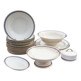 Antique English Earthenware Dinner Service, 1920s, Set of 24 For Sale