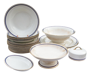 Antique English Earthenware Dinner Service, 1920s, Set of 24