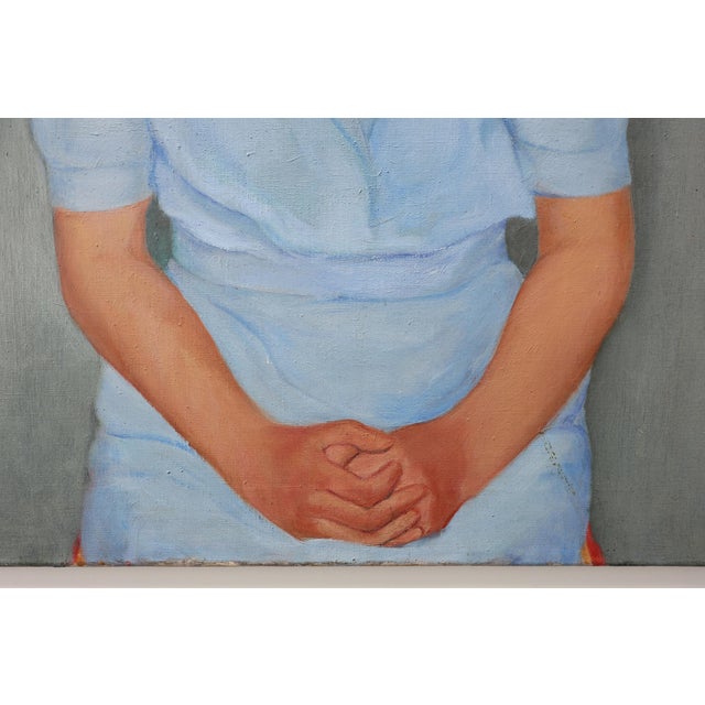 1950s Belgian Artist, Expressionist Portrait of a Woman, 1950s, Oil on Canvas For Sale - Image 5 of 12