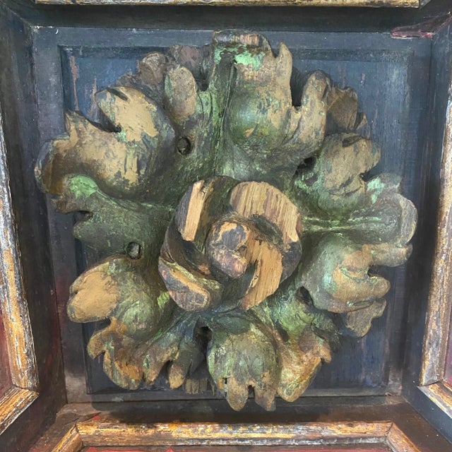Printmaking Materials Late-18th C. Italian Polychrome Ceiling Panel With Verdigris Rosette For Sale - Image 7 of 18