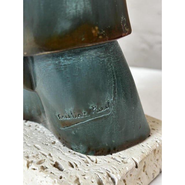 Forest Green Cristina Puell, Sculpture of Figure, 1980s, Bronze For Sale - Image 8 of 12