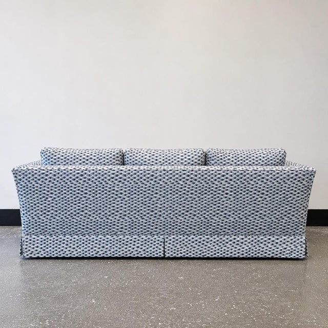Contemporary Late 20th Century Fluted Tuxedo Sofa With Pleated Skirt For Sale - Image 3 of 3