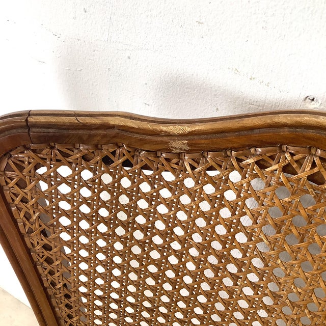Set of Four Vintage French Provincial Cane Back Dining Chairs — Louis XV Style For Sale - Image 9 of 12