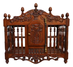 Antique Cherry Carved Provençal Bread Pannetière Shelf