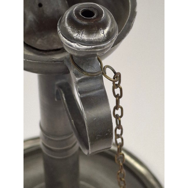 18th Century 18th C German Pewter Spout Lamp Bremen Hallmark 1680 Key Shield Whale Oil 8" For Sale - Image 5 of 12