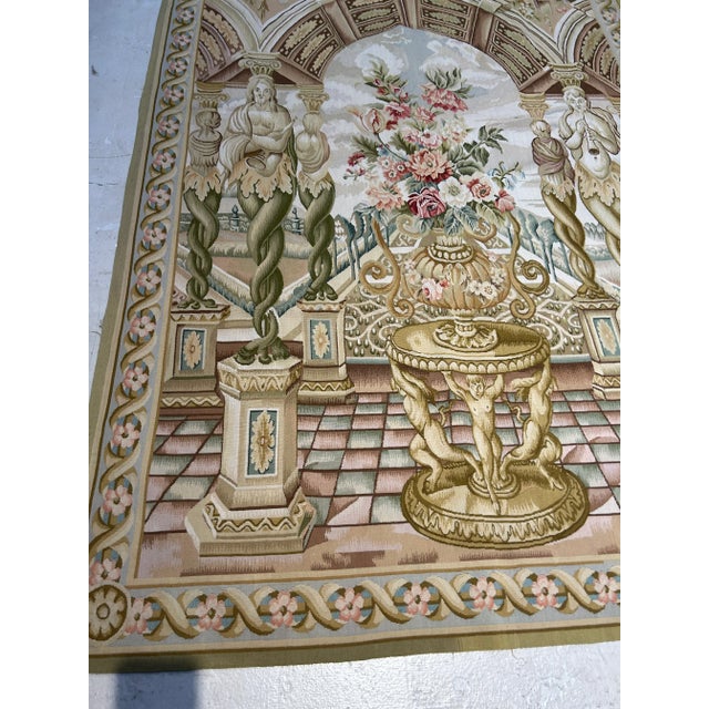 The Tapestry is handmade. The scene depicts an artistic scene with the intention of putting it in a wall.this a beautiful...