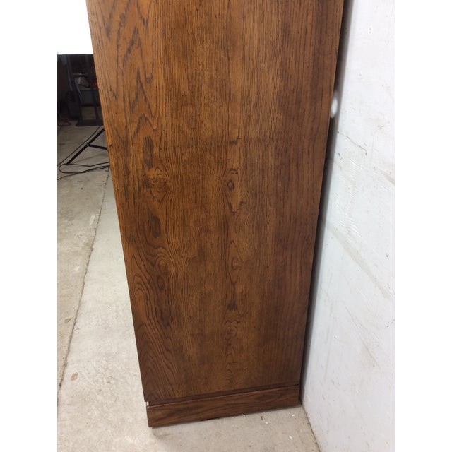 Vintage Oak Wall Unit With Brass Hardware by Thomasville For Sale - Image 9 of 18