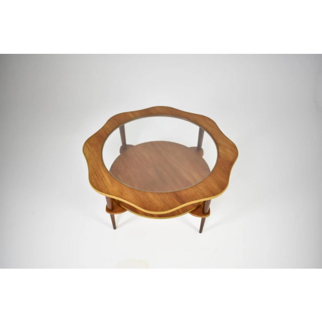 Mid-Century Modern Organic Biomorphic Scalloped Teak and Glass Cocktail Table, Circa 1960 For Sale - Image 3 of 12