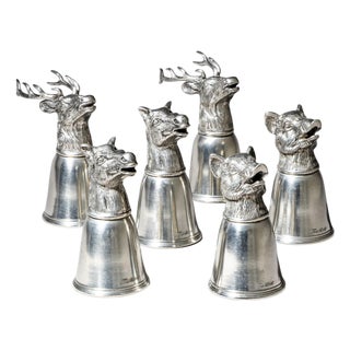Late 20th Century Set of Six Pewter Stirrup Cups by Forst, Italy For Sale