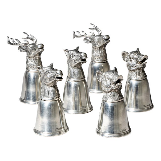 Late 20th Century Set of Six Pewter Stirrup Cups by Forst, Italy For Sale
