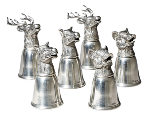 Late 20th Century Set of Six Pewter Stirrup Cups by Forst, Italy
