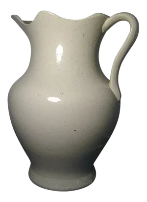 Large 19th Century White Salt Glaze Stoneware Pitcher