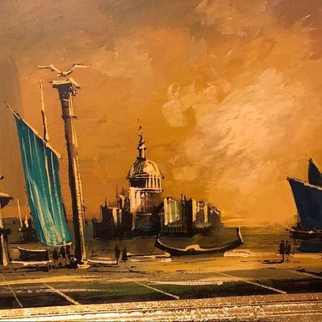 1970s Vanguard (Lee Reynolds)Painting With Gold Leaf Frame For Sale - Image 4 of 5