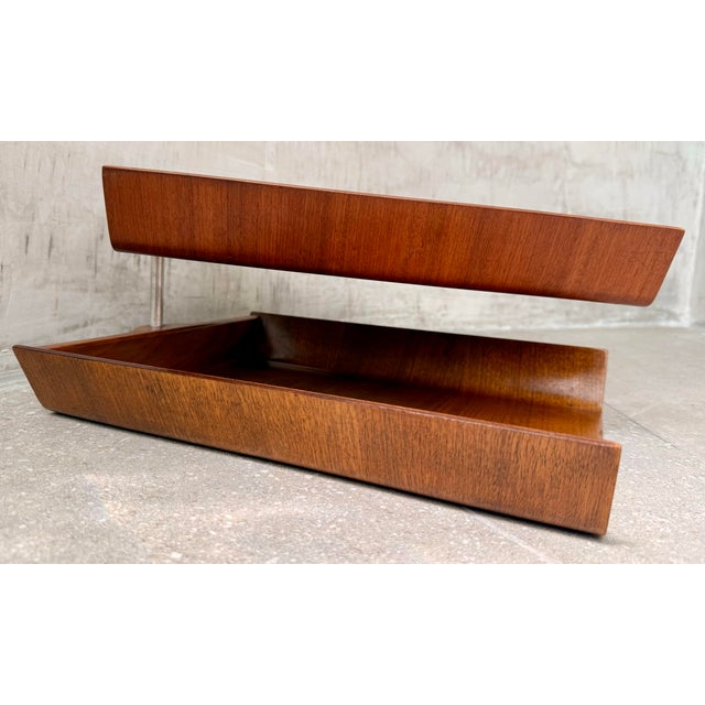 Rare Vintage 1950’s Florence Knoll Architectural Letter Tray of Molded Walnut Plywood For Sale - Image 12 of 12