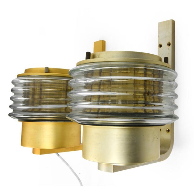 1960s 1960s Swedish Brass and Glass Wall Sconces by Hans-Agne Jakobsson - A Pair For Sale - Image 5 of 11
